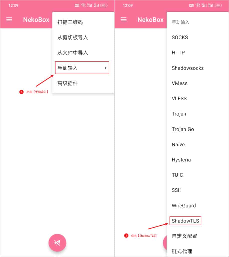 NekoBox for Android 添加 ShadowTLS 节点服务器