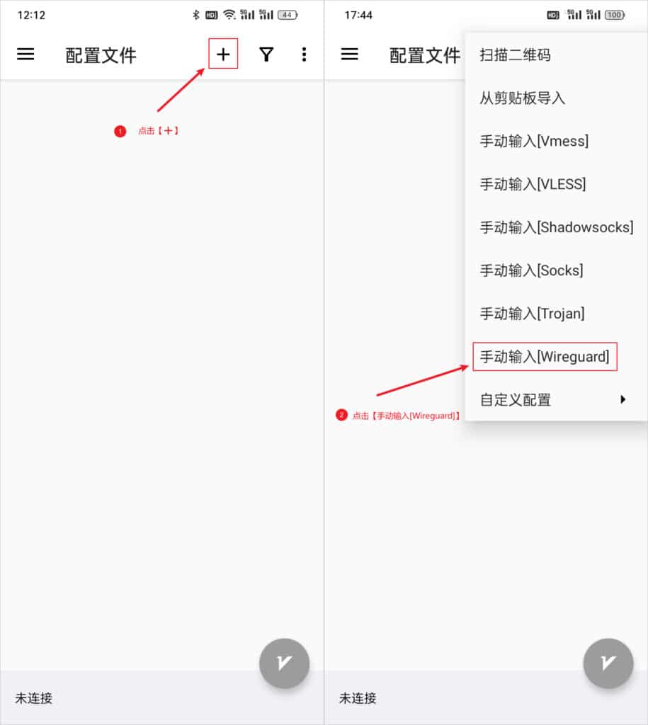 v2rayNG 添加配置文件 Wireguard 节点信息