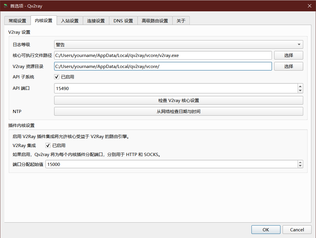 设置 V2ray 核心目录